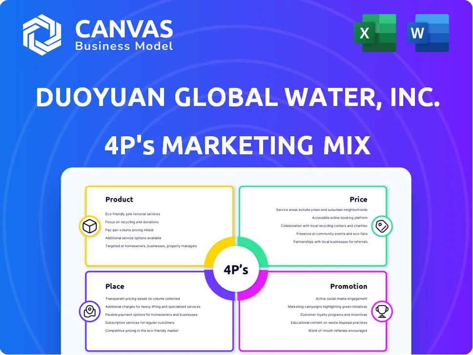 DUOYUAN GLOBAL WATER, INC. MARKETING MIX TEMPLATE RESEARCH